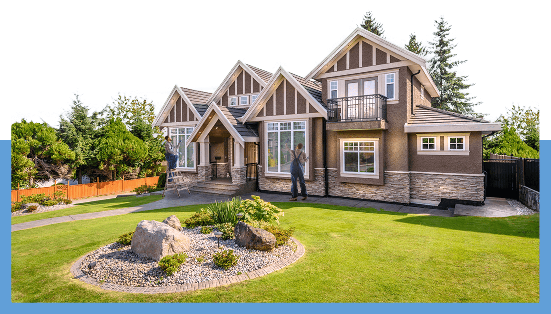 Ascend employees window washing of home Ascend Cleaning Services Inc.